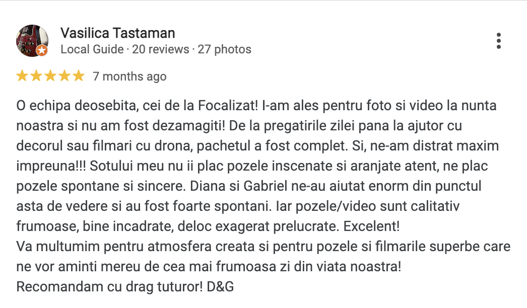 review focalizat fotograf videograf timisoara